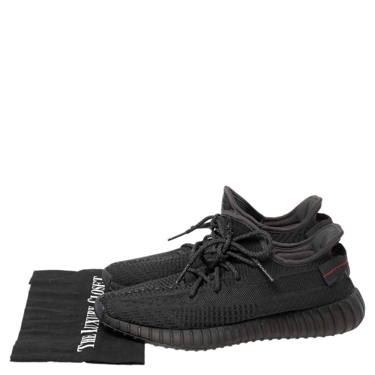 Pre Owned Yeezy x Adidas Black Knit Fabric Boost 350 V2 Sneakers Size 44