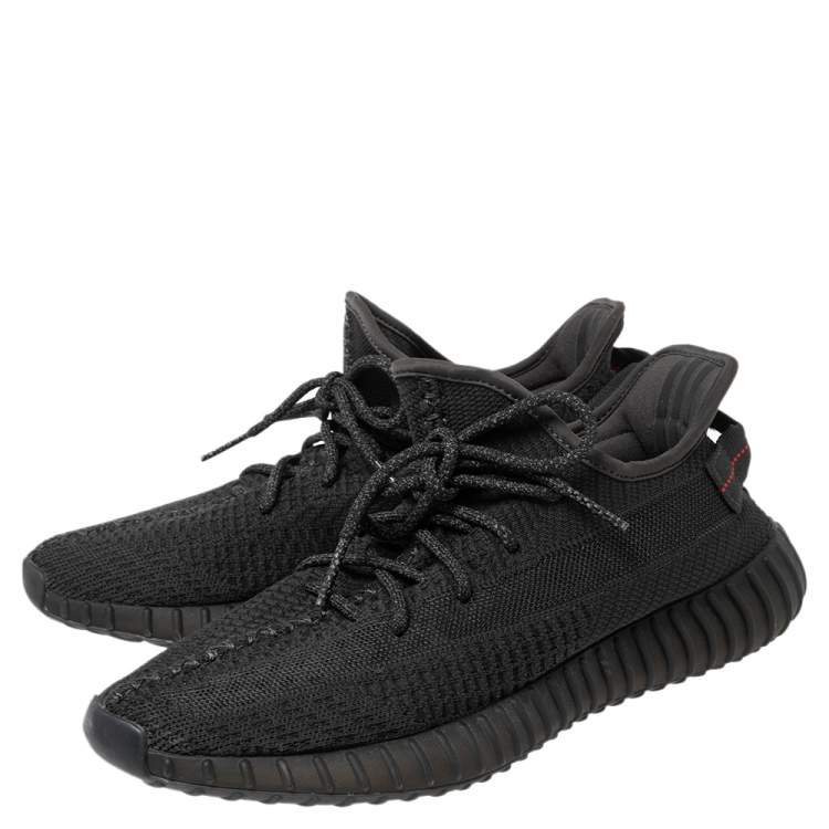 Pre Owned Yeezy x Adidas Black Knit Fabric Boost 350 V2 Sneakers Size 44