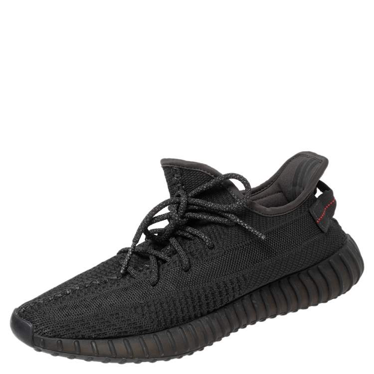 Pre Owned Yeezy x Adidas Black Knit Fabric Boost 350 V2 Sneakers Size 44