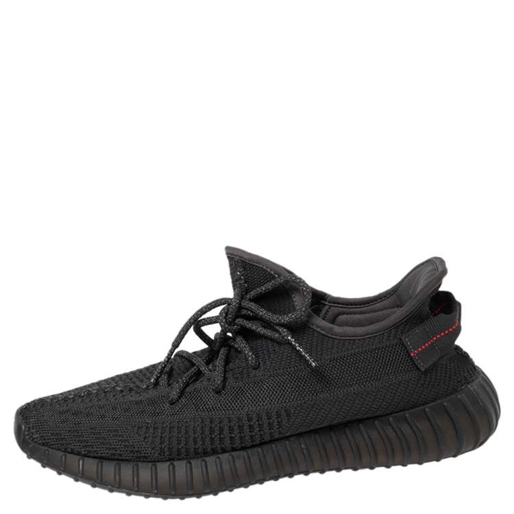 Pre Owned Yeezy x Adidas Black Knit Fabric Boost 350 V2 Sneakers Size 44