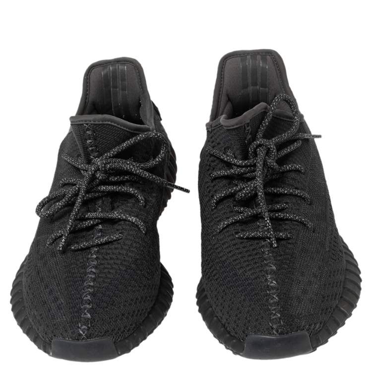 Pre Owned Yeezy x Adidas Black Knit Fabric Boost 350 V2 Sneakers Size 44