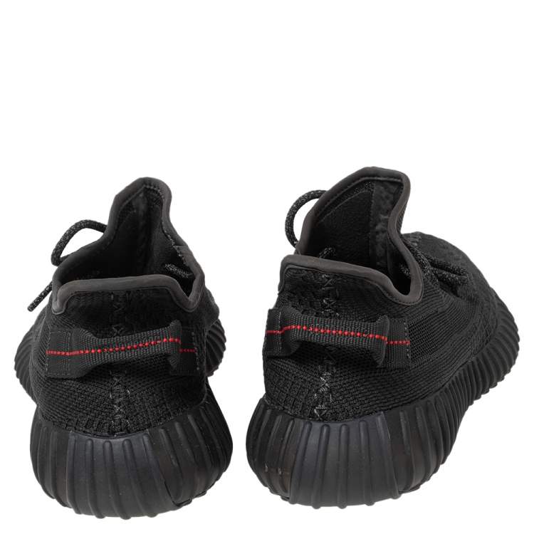 Pre Owned Yeezy x Adidas Black Knit Fabric Boost 350 V2 Sneakers Size 44