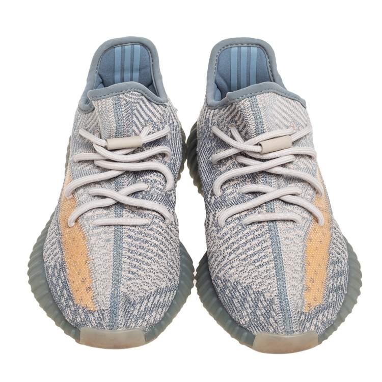 Pre Owned Yeezy 350 V2 Zyon Grey Cotton Knit Sneakers Size 40 