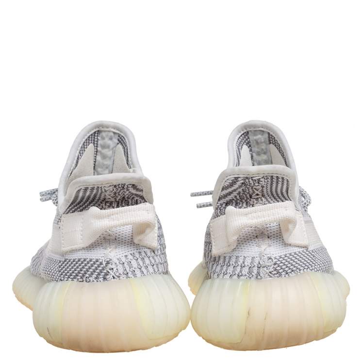 Pre Owned Yeezy x Adidas White/Grey Knit Fabric Boost 350 V2 Static Non-Reflective Sneakers Size 40