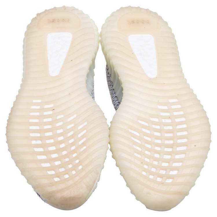 Pre Owned Yeezy x Adidas White/Grey Knit Fabric Boost 350 V2 Static Non-Reflective Sneakers Size 40