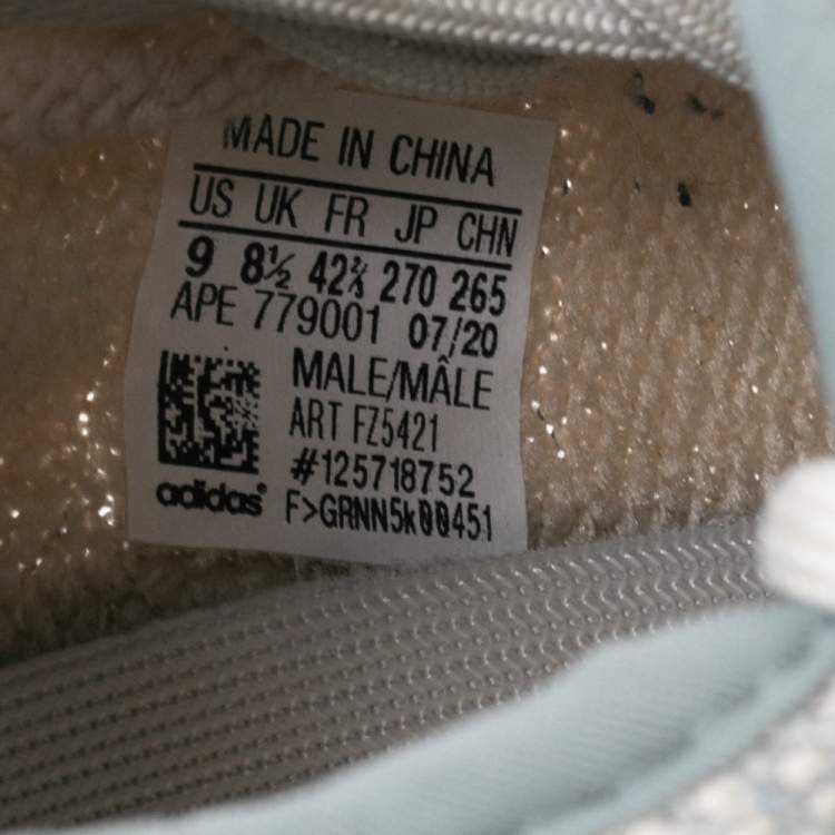 Pre Owned Yeezy x Adidas Bluish-Grey/Orange Knit Fabric Boost 350 V2 Israfil Sneakers Size 42 2/3