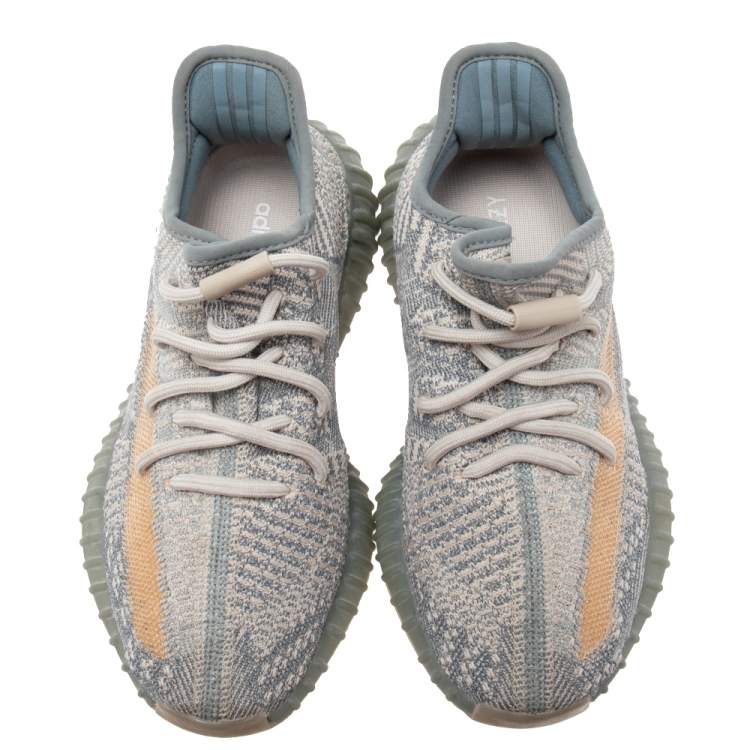 Pre Owned Yeezy x Adidas Blue Fabric Knit Boost 350 V2 Israfil Sneakers Size 37 1/3