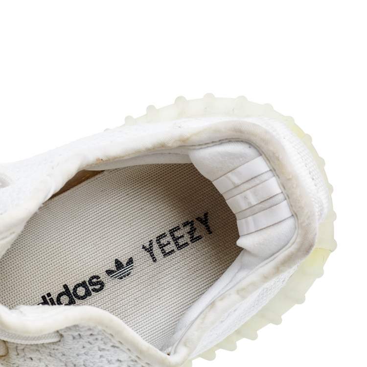 Pre Owned Yeezy x Adidas Cream Knit Fabric Boost 350 V2 Triple White Sneakers Size 37 1/3