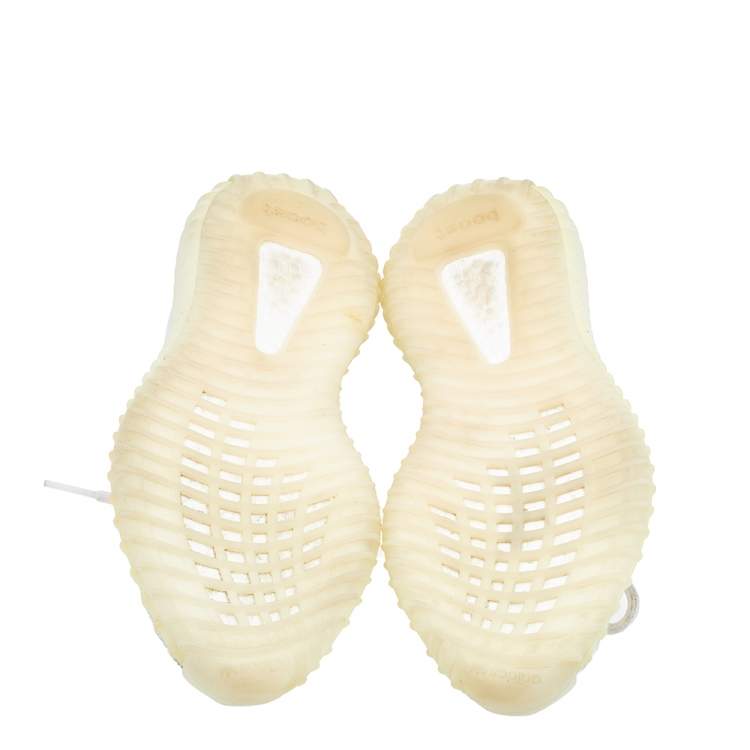 Pre Owned Yeezy x Adidas Cream Knit Fabric Boost 350 V2 Triple White Sneakers Size 37 1/3