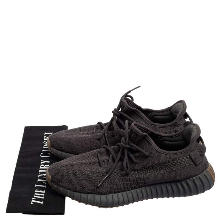 Pre Owned Yeezy x Adidas Black Knit Fabric Boost 350 V2 Sneakers Size 42 2/3