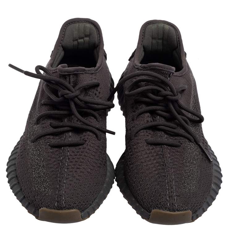 Pre Owned Yeezy x Adidas Black Knit Fabric Boost 350 V2 Sneakers Size 42 2/3