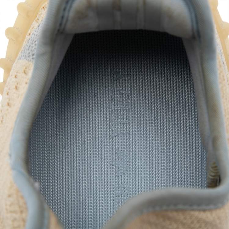 Pre Owned Yeezy x Adidas 350 V2 Light Beige Knit Fabric Sneakers Size 42 2/3