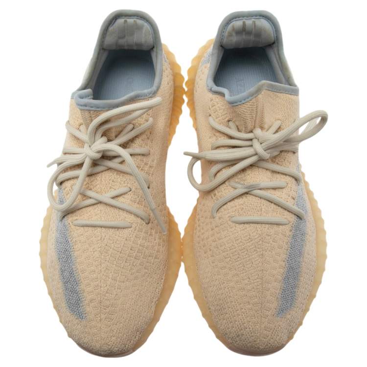 Pre Owned Yeezy x Adidas 350 V2 Light Beige Knit Fabric Sneakers Size 42 2/3