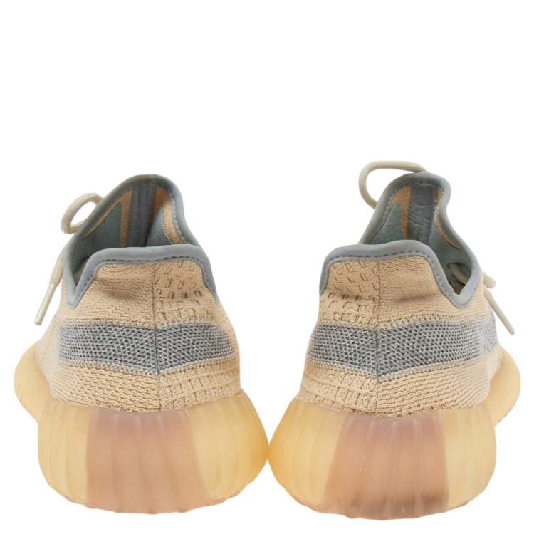 Pre Owned Yeezy x Adidas 350 V2 Light Beige Knit Fabric Sneakers Size 42 2/3