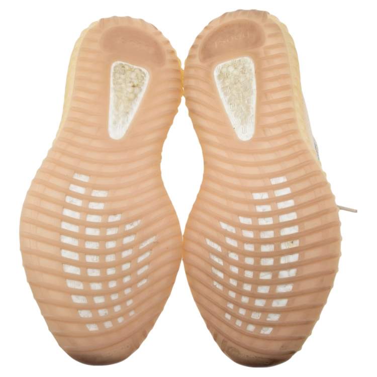 Pre Owned Yeezy x Adidas 350 V2 Light Beige Knit Fabric Sneakers Size 42 2/3