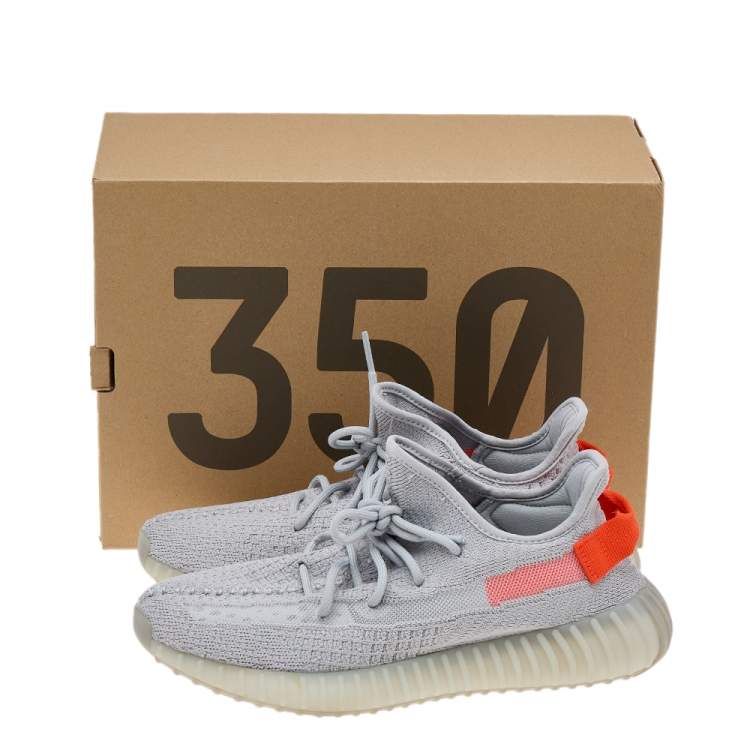Pre Owned Yeezy x Adidas Grey Knit Fabric Boost 350 V2 Tail Light Sneakers Size 42 2/3