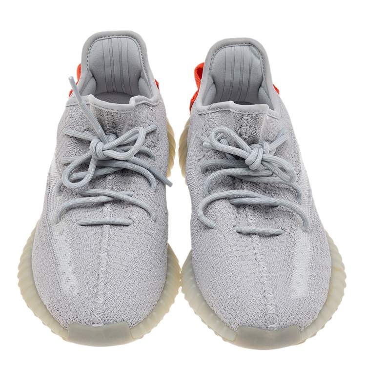 Pre Owned Yeezy x Adidas Grey Knit Fabric Boost 350 V2 Tail Light Sneakers Size 42 2/3