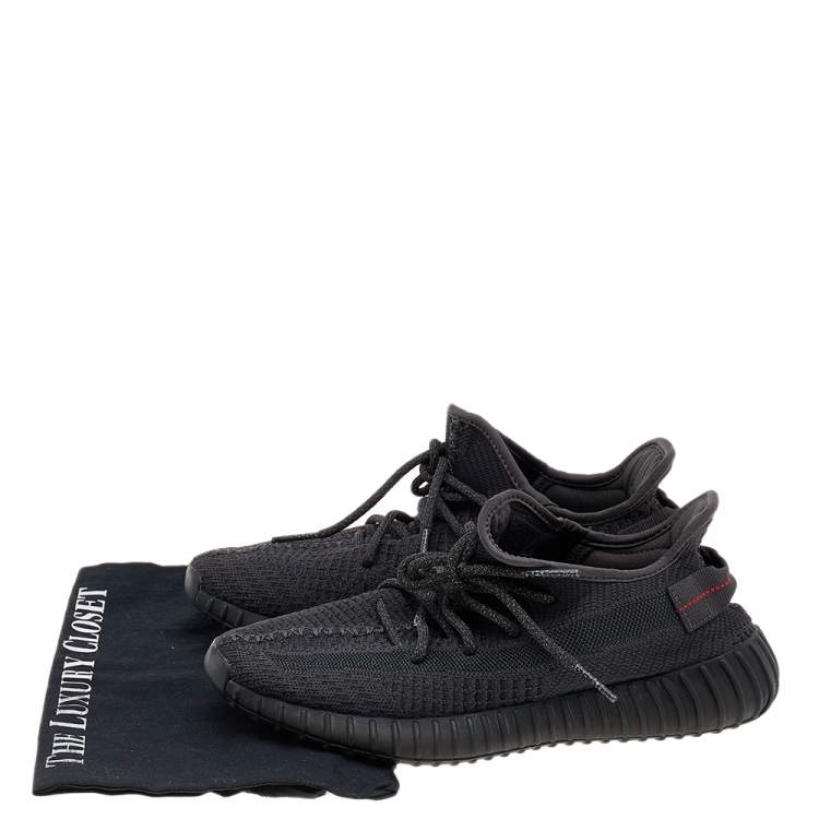 Pre Owned Yeezy x Adidas Black Knit Fabric Boost 350 V2 Non-Reflective Sneakers Size 41 1/3