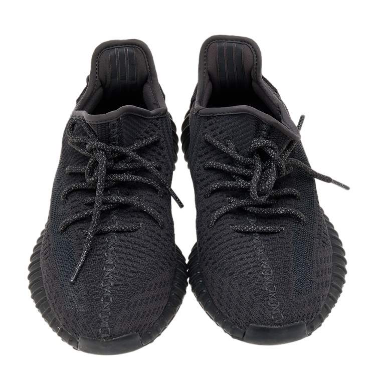 Pre Owned Yeezy x Adidas Black Knit Fabric Boost 350 V2 Non-Reflective Sneakers Size 41 1/3
