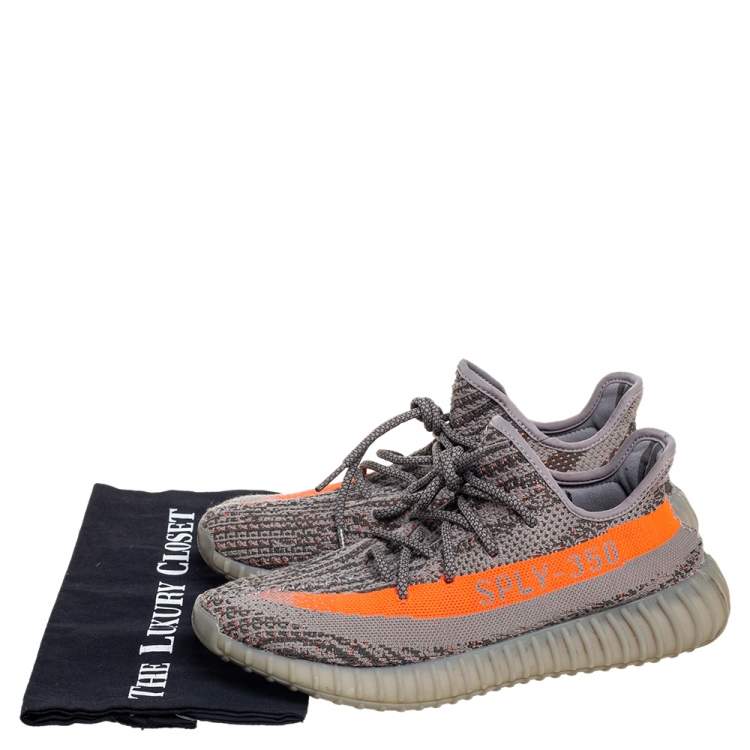 Pre Owned Yeezy x Adidas Grey  Cotton Knit Boost 350 V2 Non-Reflective Sneakers Size 42 2/3