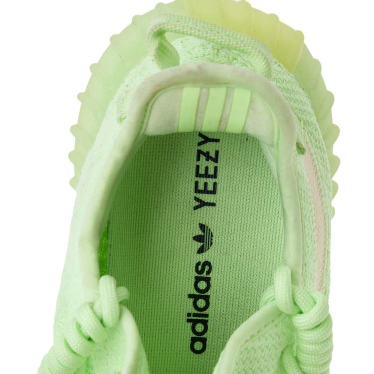 Pre Owned Yeezy x Adidas Green Knit Fabric Boost 350 V2 "Glow in The Dark" Low Top Sneakers Size 39 1/3