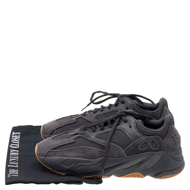 Pre Owned Yeezy x Adidas Dark Grey Suede And Mesh Boost 700 V2 Mauve Low Top Sneakers Size 39 1/3