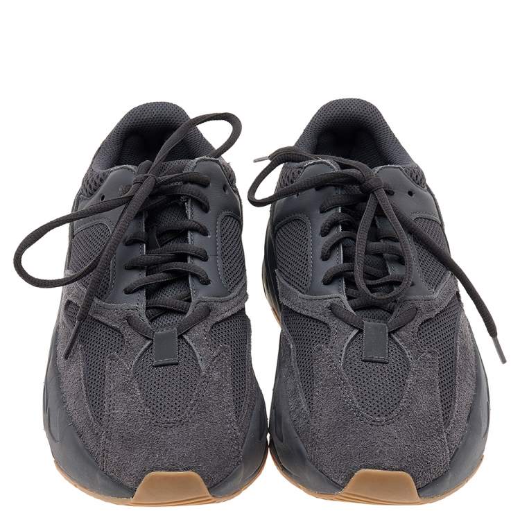 Pre Owned Yeezy x Adidas Dark Grey Suede And Mesh Boost 700 V2 Mauve Low Top Sneakers Size 39 1/3