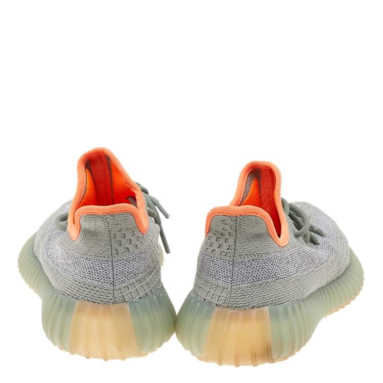 Pre Owned Yeezy x Adidas Green/Grey Knit Fabric Boost 350 V2 Desert Sage Low Top Sneakers Size 40 2/3