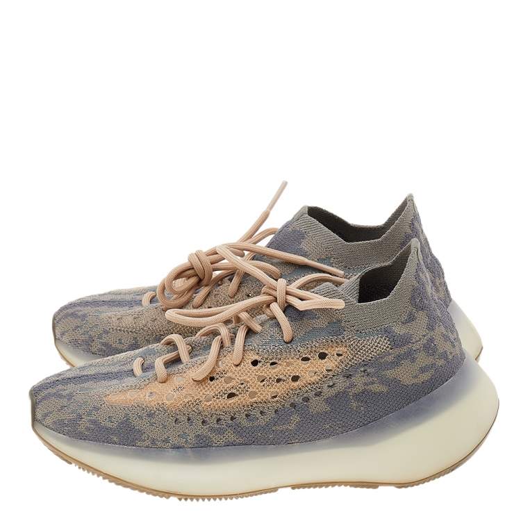 Pre Owned Yeezy x Adidas Grey/Beige Knit Fabric Boost 380 V2 Mist Low Top Sneakers Size 40 2/3