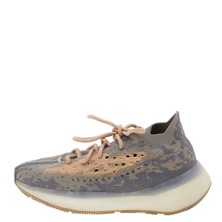 Pre Owned Yeezy x Adidas Grey/Beige Knit Fabric Boost 380 V2 Mist Low Top Sneakers Size 40 2/3