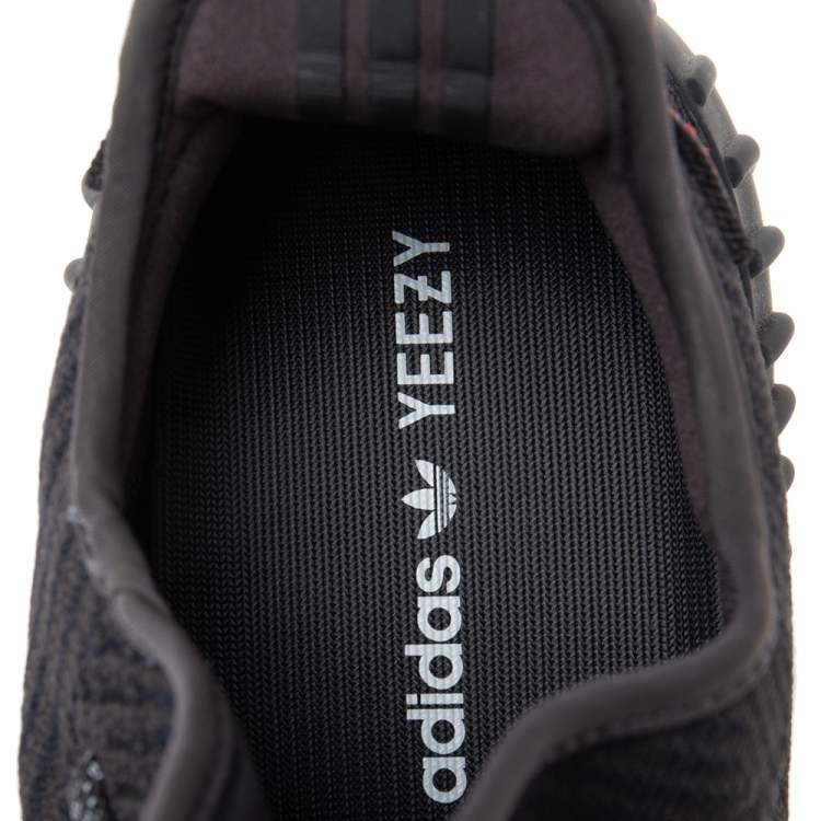 Pre Owned Yeezy x Adidas Black Knit Fabric Boost 350 V2 Static Reflective Sneakers Size 45 1/3