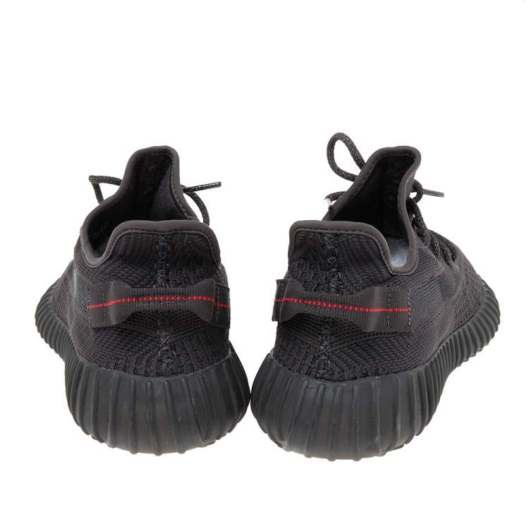 Pre Owned Yeezy x Adidas Black Knit Fabric Boost 350 V2 Static Reflective Sneakers Size 45 1/3
