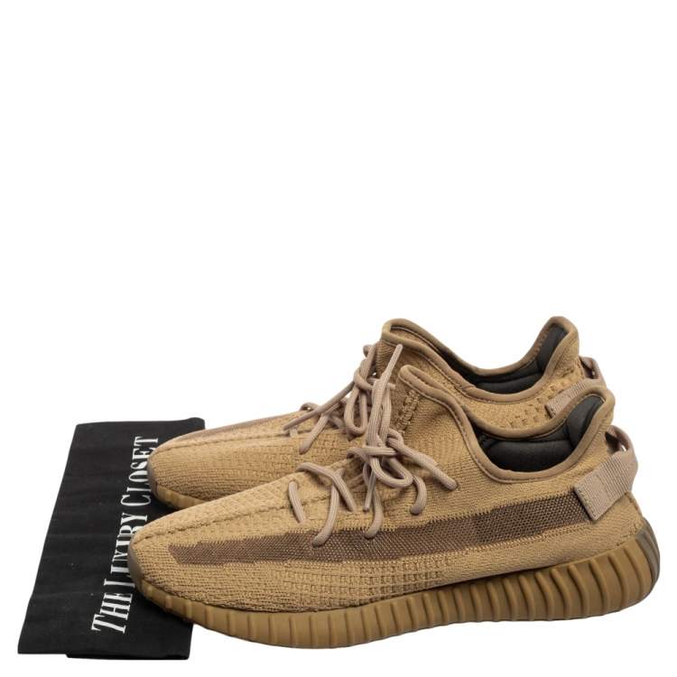 Pre Owned Yeezy x Adidas Beige Cotton Knit Boost 350 V2 Lundmark Non-Reflective Sneakers Size 45 2/3