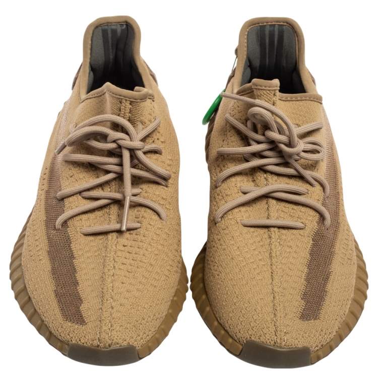 Pre Owned Yeezy x Adidas Beige Cotton Knit Boost 350 V2 Lundmark Non-Reflective Sneakers Size 45 2/3
