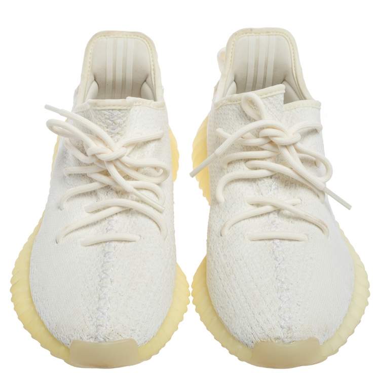Pre Owned Yeezy x Adidas Off-White Knit Fabric Boost 350 V2 Butter Sneakers Size 40 2/3