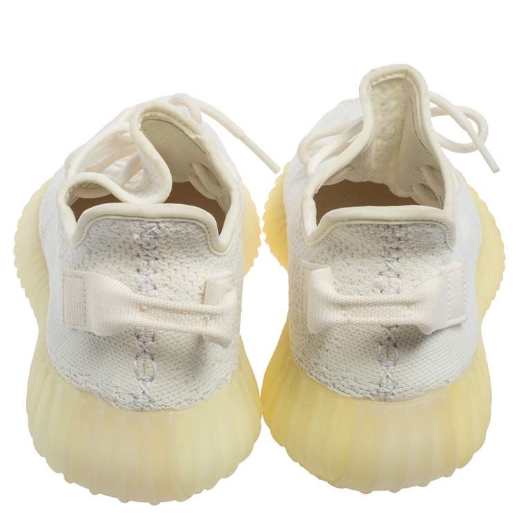 Pre Owned Yeezy x Adidas Off-White Knit Fabric Boost 350 V2 Butter Sneakers Size 40 2/3