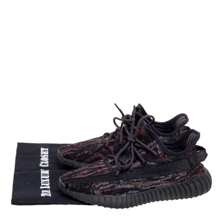 Pre Owned Yeezy x Adidas Black Knit Fabric Boost 350 V2 MX Rock Sneakers Size 43 1/3