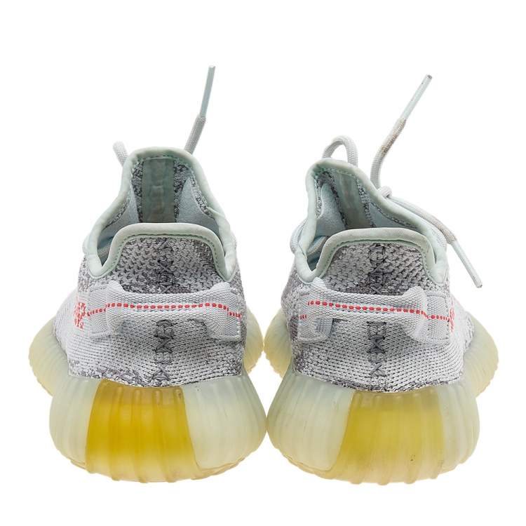 Pre Owned Yeezy x Adidas Grey/Blue Tint Knit Fabric Boost 350 V2 Static Non Reflective Sneakers Size 38 2/3