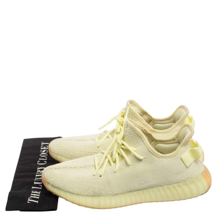Pre Owned Yeezy x Adidas Green Knit Fabric Boost 350 V2 Sneakers Size 46 2/3