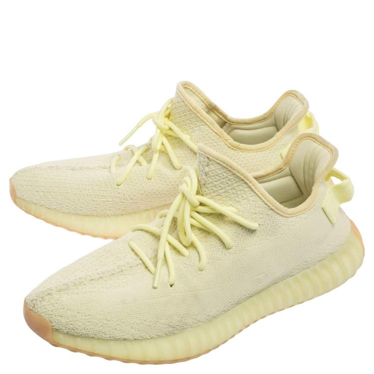 Pre Owned Yeezy x Adidas Green Knit Fabric Boost 350 V2 Sneakers Size 46 2/3