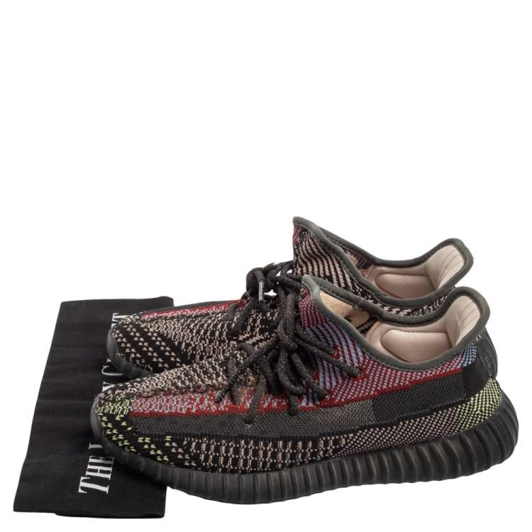 Pre Owned Yeezy x Adidas Black Knit Fabric Boost 350 V2 Yecheil Sneakers Size 41 1/3