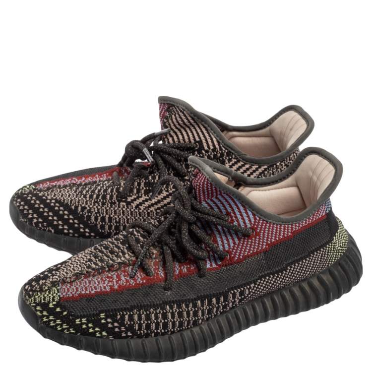 Pre Owned Yeezy x Adidas Black Knit Fabric Boost 350 V2 Yecheil Sneakers Size 41 1/3