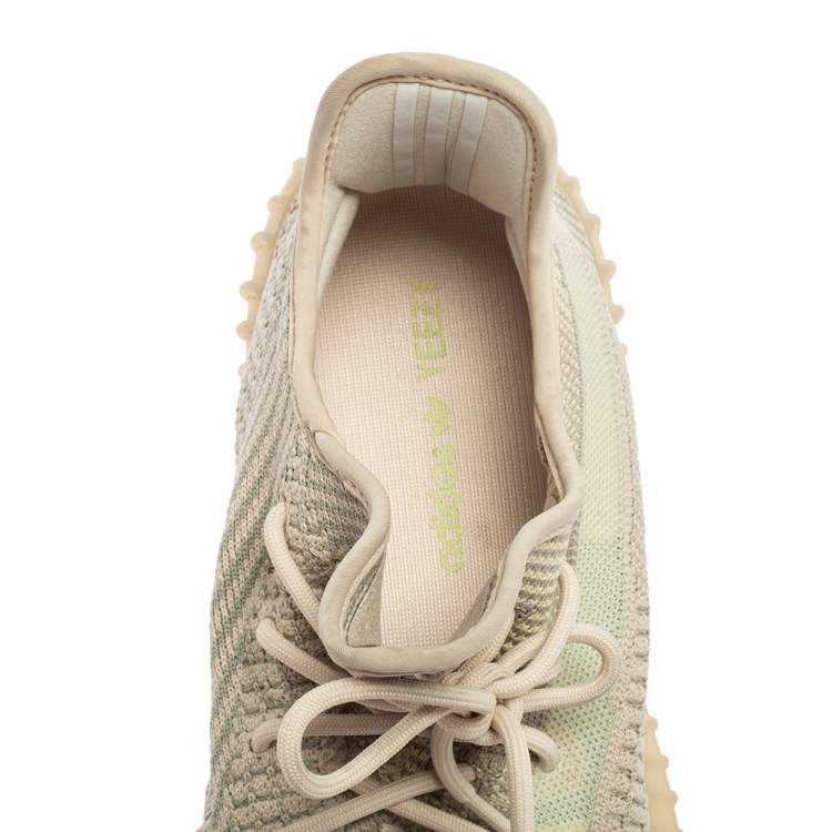 Pre Owned Yeezy x adidas Beige/Grey Knit Fabric Boost 350 V2 Citrin Low Top Sneakers Size 45 1/3