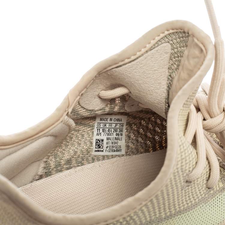 Pre Owned Yeezy x adidas Beige/Grey Knit Fabric Boost 350 V2 Citrin Low Top Sneakers Size 45 1/3
