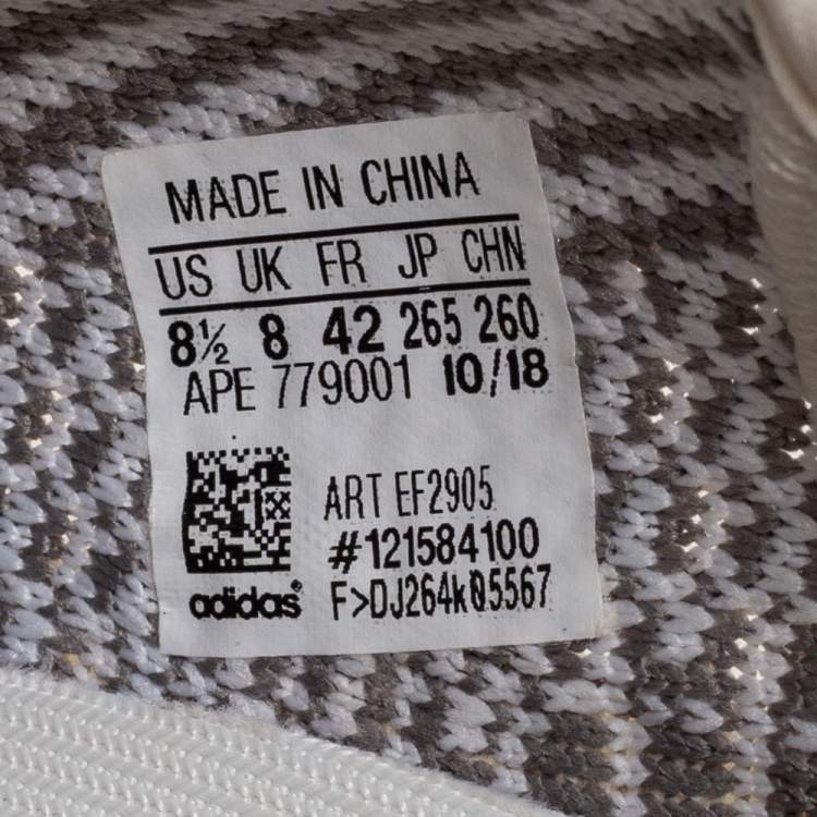 Pre Owned Yeezy x Adidas White/Grey Knit Fabric Boost 350 V2 Static Sneakers Size 42