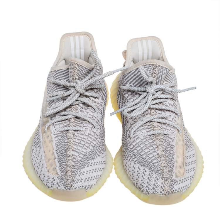 Pre Owned Yeezy x Adidas White/Grey Knit Fabric Boost 350 V2 Static Sneakers Size 42