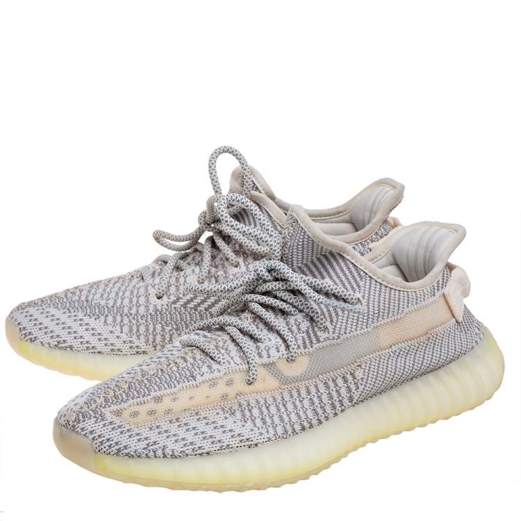 Pre Owned Yeezy x Adidas White/Grey Knit Fabric Boost 350 V2 Static Sneakers Size 42