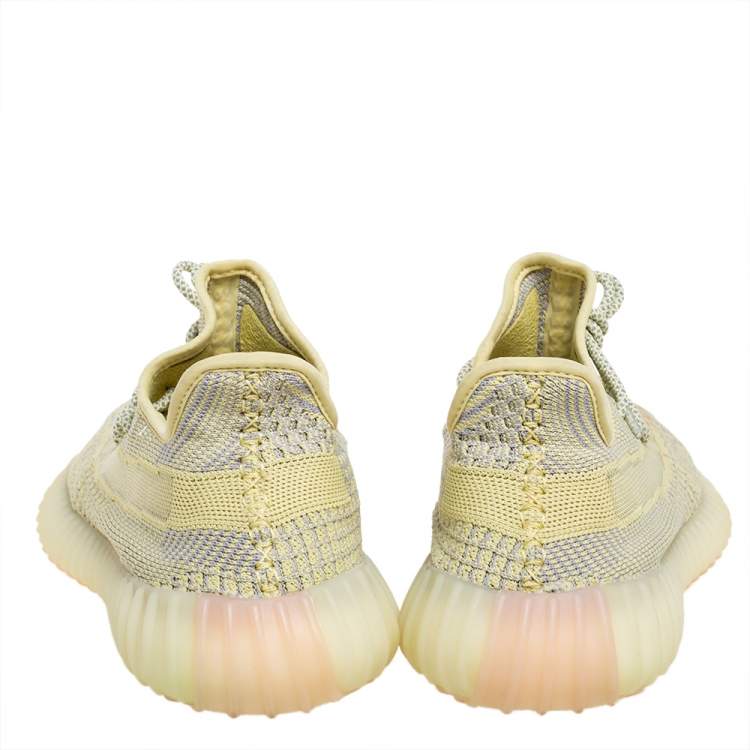 Pre Owned Yeezy x adidas Yellow Knit Fabric Boost 350 V2 Antlia Sneakers Size 42