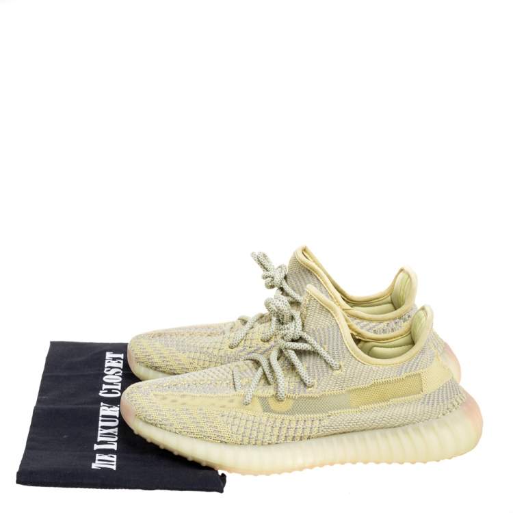 Pre Owned Yeezy x adidas Yellow Knit Fabric Boost 350 V2 Antlia Sneakers Size 42