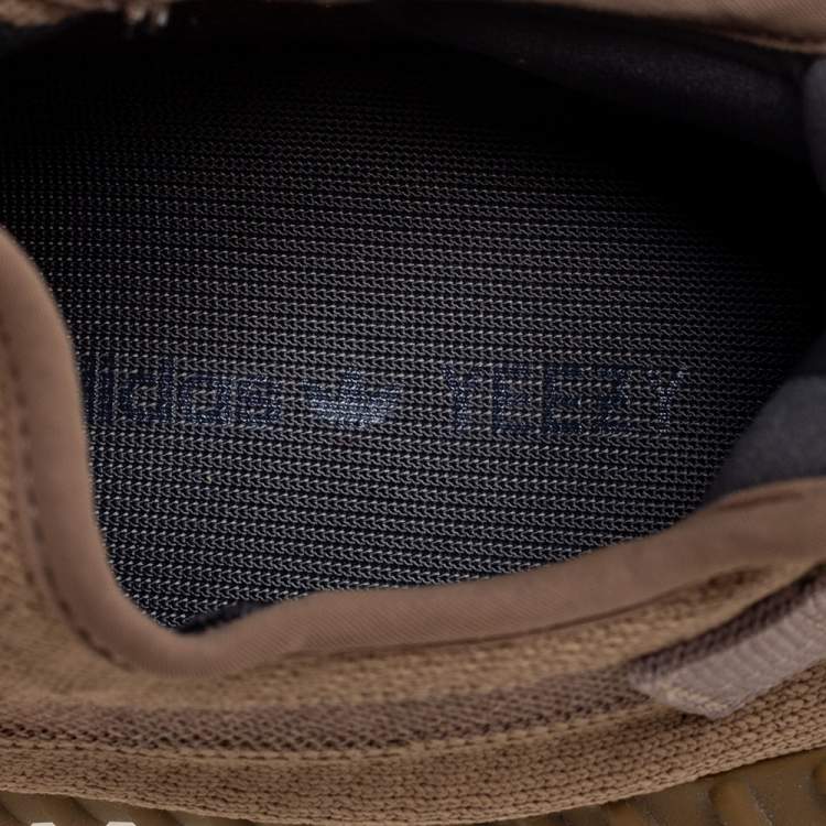 Pre Owned Yeezy x adidas Brown Knit Fabric Boost 350 V2 Earth Sneakers Size 42